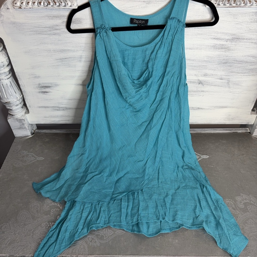 Papillon Teal Sleeveless Tunic